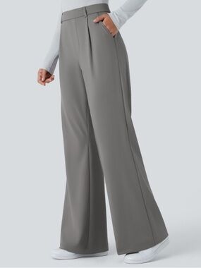 Halara Flex DayStretch High Waisted Pocket Work Flare Pants Grey Size XL Petite